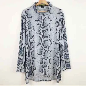 New Jamie Sadock Sunsense Gray & Black Snakeskin Patterned Top Size M MSP$93