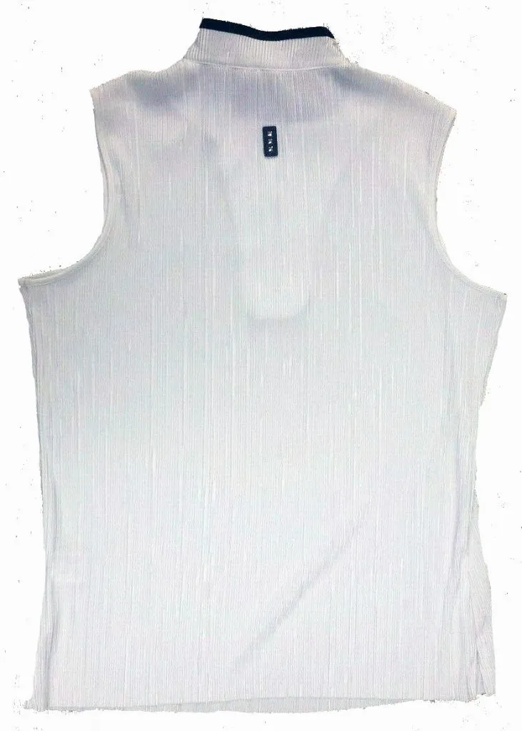 New Jamie Sadock  White & Blue Sleeveless Zip Mock Polo Size XS