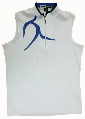 New Jamie Sadock  White & Blue Sleeveless Zip Mock Polo Size XS