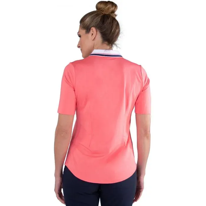 New Jofit 1/2 Sleeve Ribbed Collar Polo in Coral Size M  MSP$90