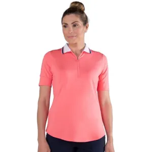 New Jofit 1/2 Sleeve Ribbed Collar Polo in Coral Size M  MSP$90