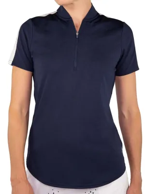 NEW Jofit 1/2 Zip Navy Short Sleeve w/White Accent & Cutout Details Golf Polo Size S MSP$86