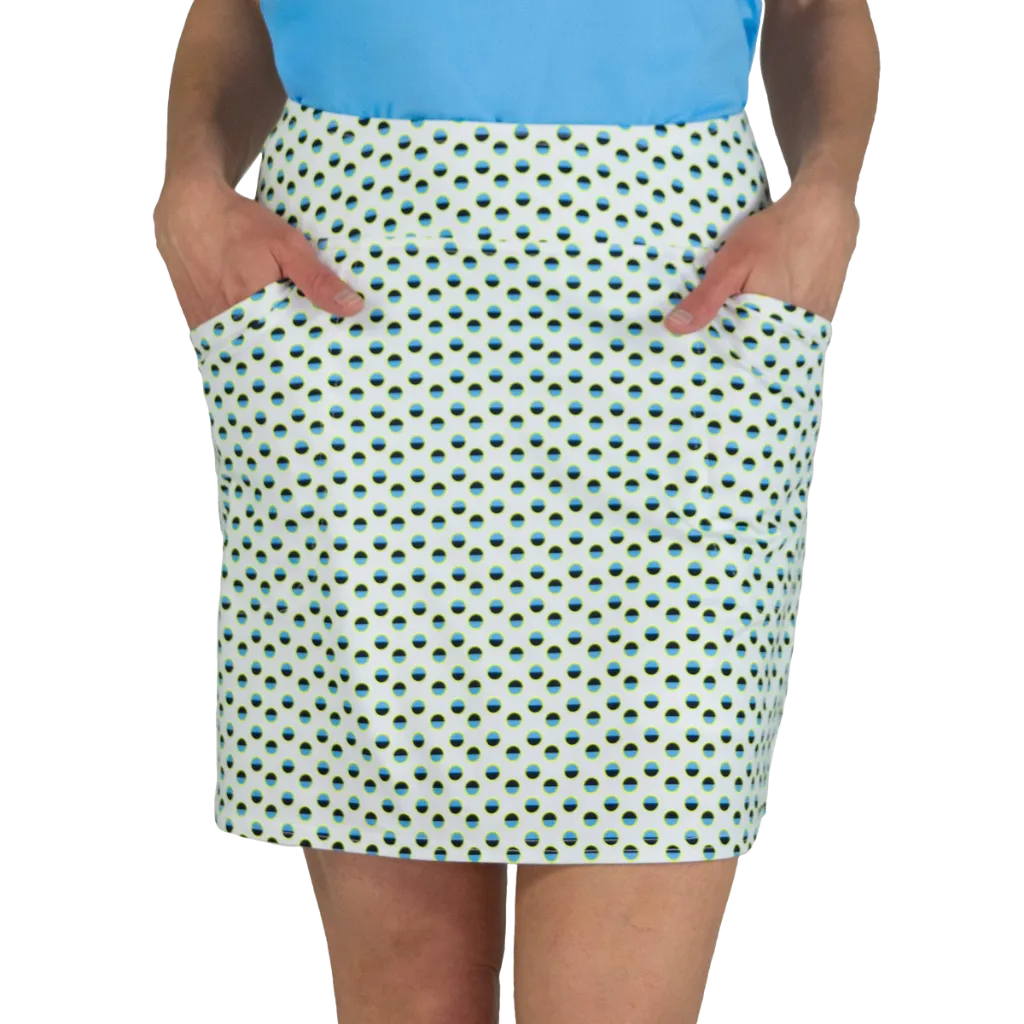 New Jofit Mina Skort Long  in White w/ Blue/Yellow Dots  MSP$90