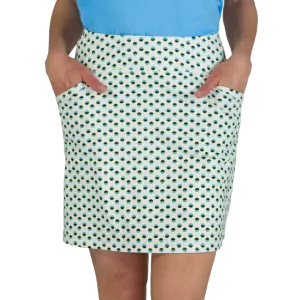 New Jofit Mina Skort Long  in White w/ Blue/Yellow Dots  MSP$90