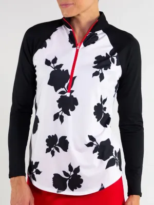 New Jofit  Momentum Mock Top in Black/White Floral  Size XS MSP$98