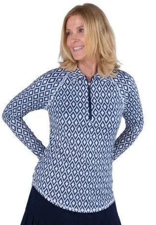 New Jofit Navy & White Patterned UV Top Size XS  MSP$82