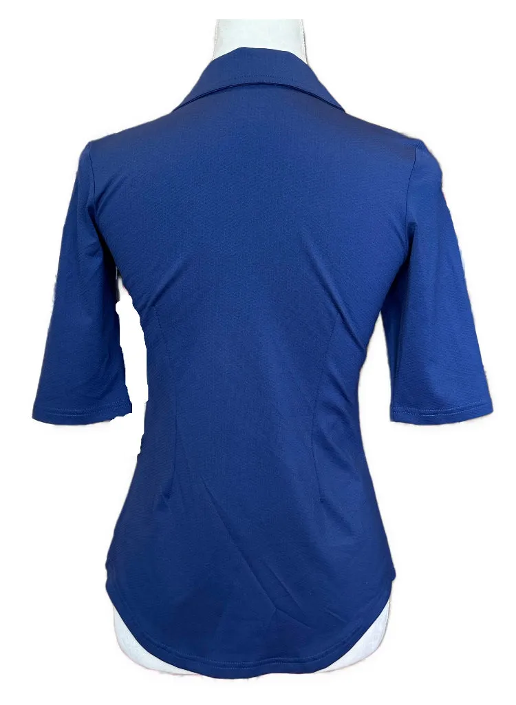 New Jofit Navy Half-Sleeve Scallop Polo Size XS MSP$86