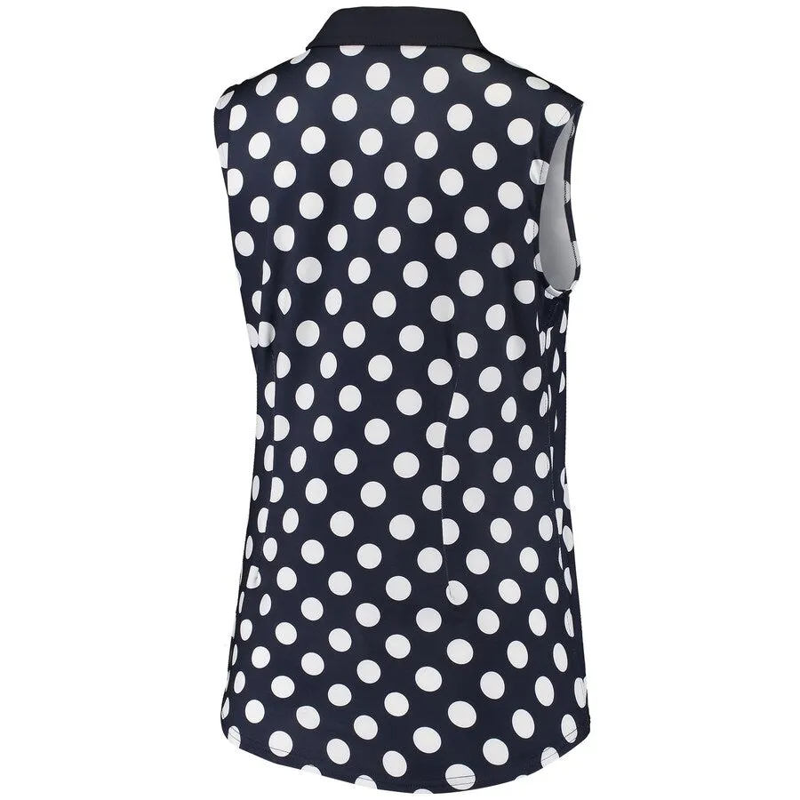 New Jofit Navy Sleeveless Polo w/ White Polka Dots Size XS. MSP$84
