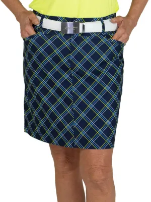 New Jofit Playoff Skort in Navy w/ Blue, White & Yellow Plaid MSP$90