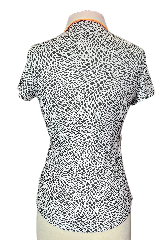 New Jofit Tipped Polo in Dark Gray and White Print Size XS MSP$55