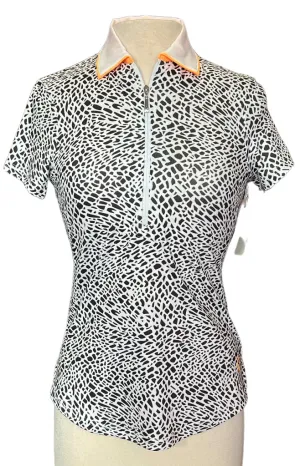 New Jofit Tipped Polo in Dark Gray and White Print Size XS MSP$55