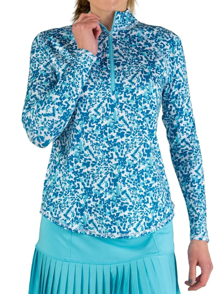 New Jofit UV Printed Mock in Teal & Jade Floral Print Size XS. MSP$84