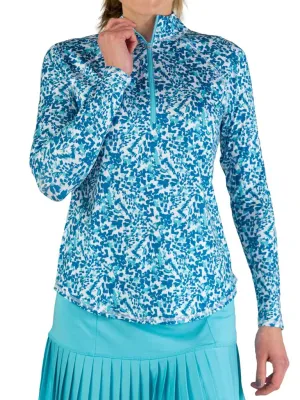 New Jofit UV Printed Mock in Teal & Jade Floral Print Size XS. MSP$84