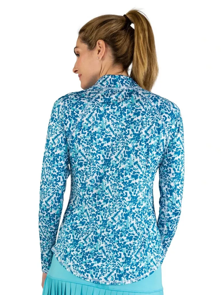 New Jofit UV Printed Mock in Teal & Jade Floral Print Size XS. MSP$84