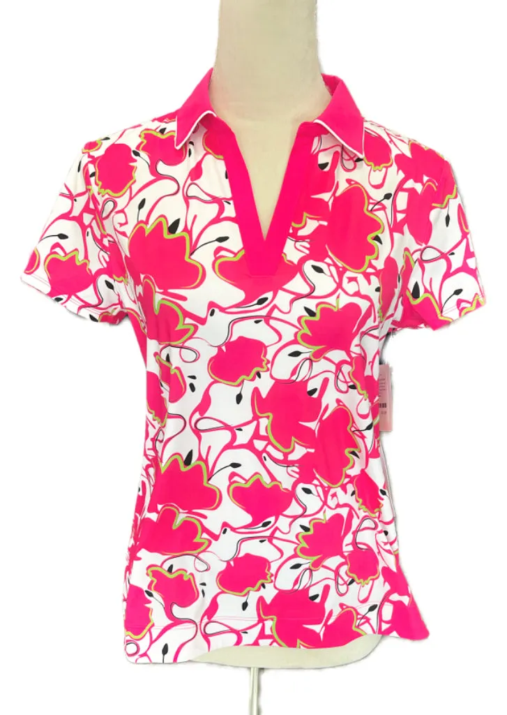 New Kinona Classic & Fantastic Short Sleeve Golf Top - Poppy Power Size S MSP$110