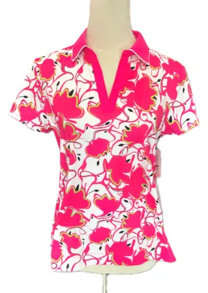 New Kinona Classic & Fantastic Short Sleeve Golf Top - Poppy Power Size S MSP$110