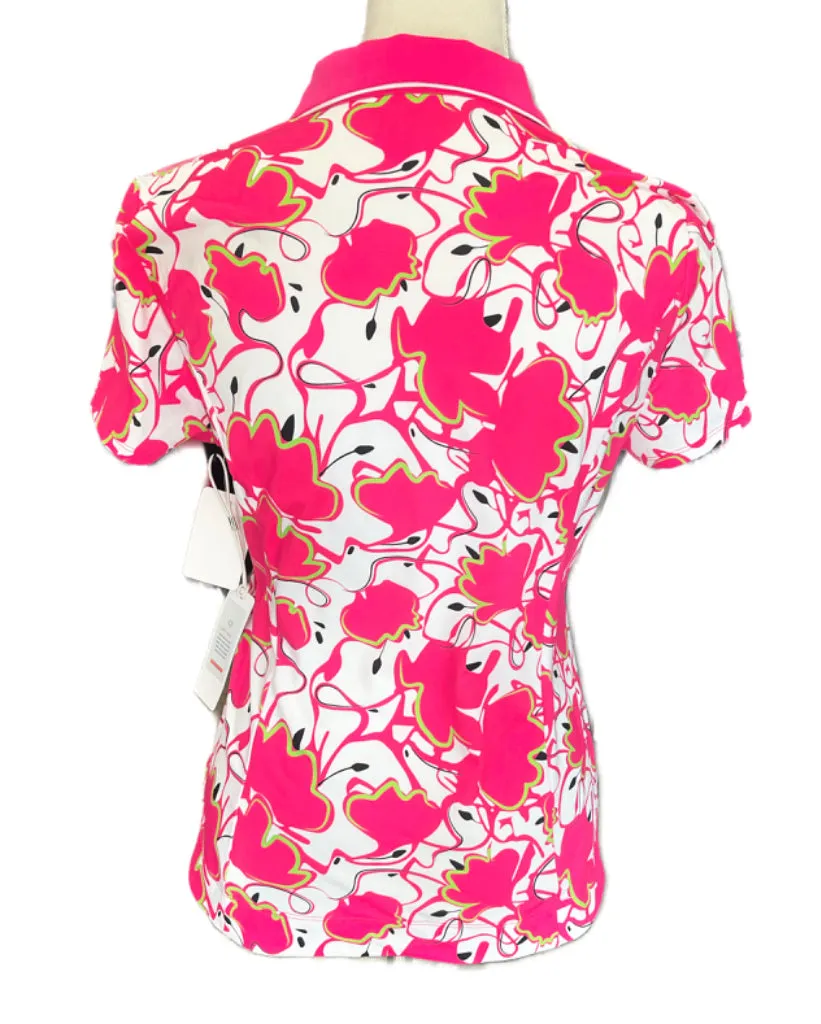 New Kinona Classic & Fantastic Short Sleeve Golf Top - Poppy Power Size S MSP$110