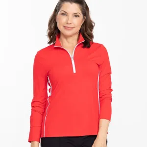 New Kinona Keep it Covered Long Sleeve Golf Top - Cherry Size S MSP$120