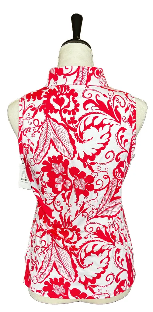 New Kinona Keep it Covered Sleeveless Golf Top - Watermelon  Floral Size S MSP$114