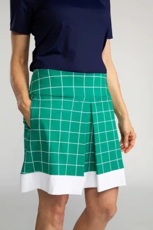 New Kinona Kick Pleat Skort in Green Windowpane Size XS