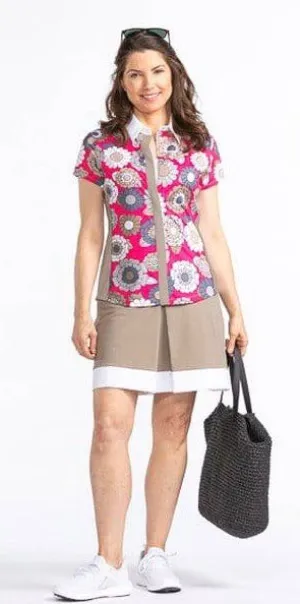 New Kinona Kick Pleat Skort in Tan & White Size S MSP$119