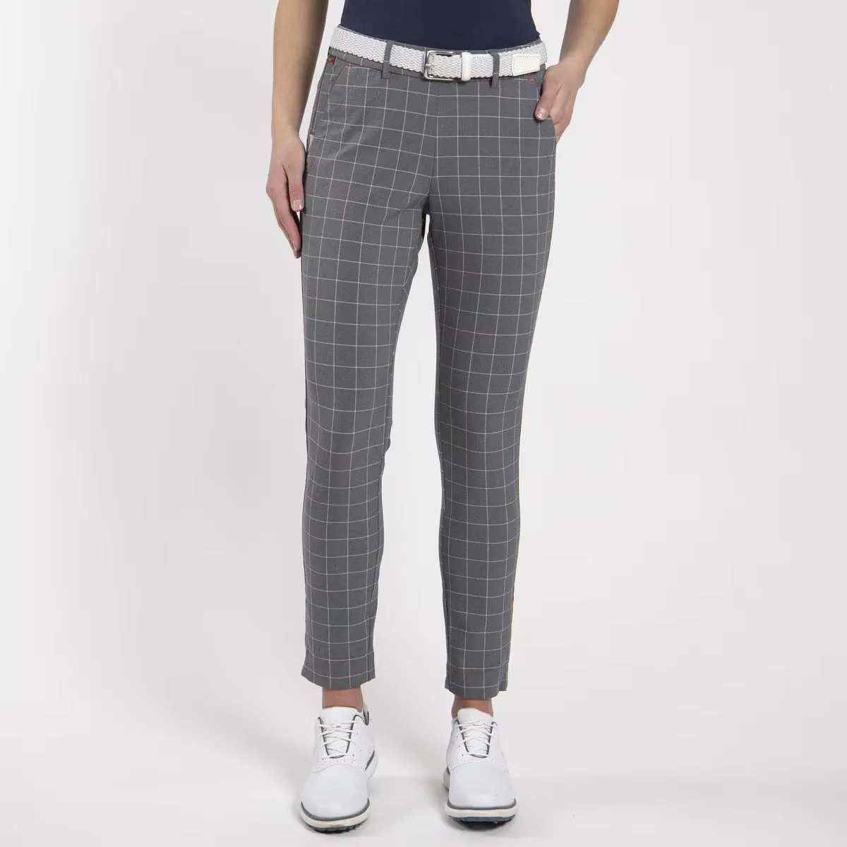 New Kjus Ikala 7/8 Gray Plaid Tregging Golf Pant Size M. MSP$249