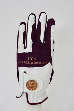 New Ladies Copper Tech Plus Golf Glove White/Plum LH One Size