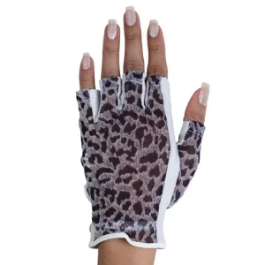 New Lady Classic Solar Fashion Half Glove - Animal Print Left Hand