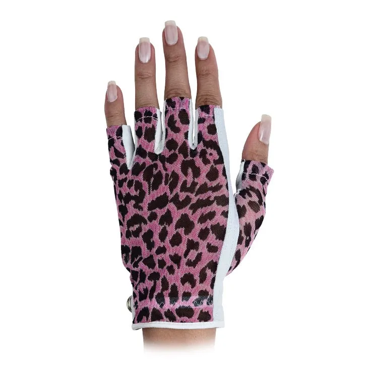 New Lady Classic Solar Fashion Half Glove - Animal Print Left Hand