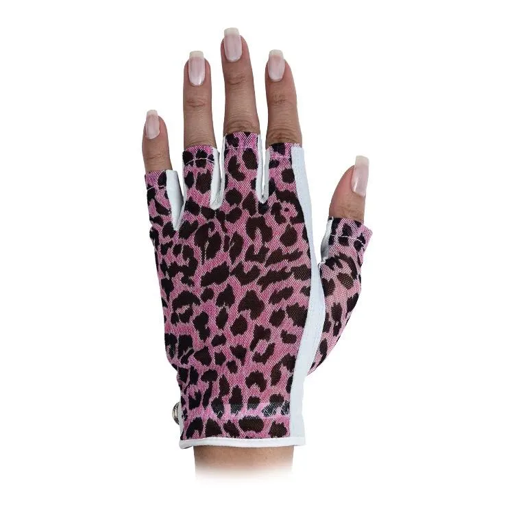 New Lady Classic Solar Fashion Half Glove Animal Print Right Hand