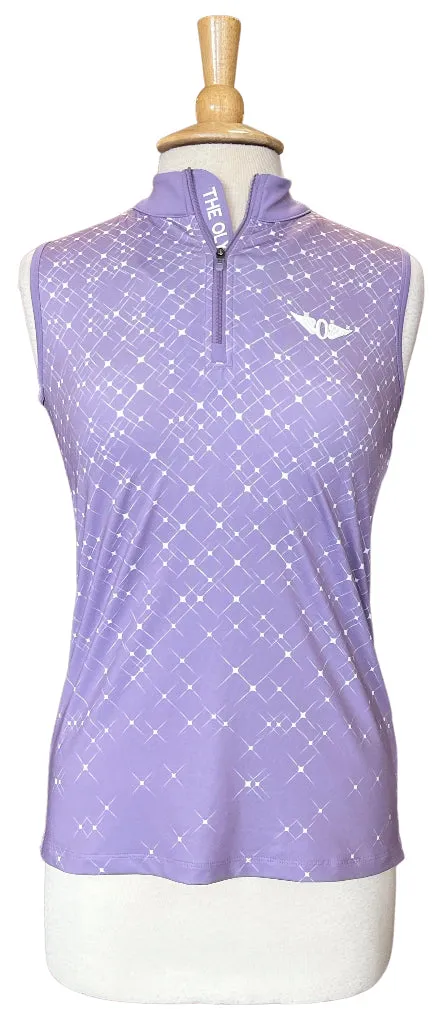New Levelwear Purple Sparkles Sleeveless Golf Polo w/ Logo Size S MSP$60
