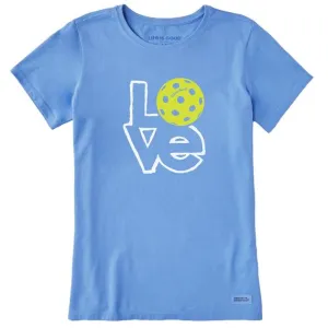 New Life is Good Women's Love Pickleball Crusher Tee - Blue