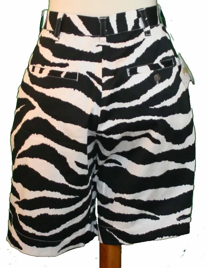 NEW Loudmouth Women's Zebra Print Shorts Size 28