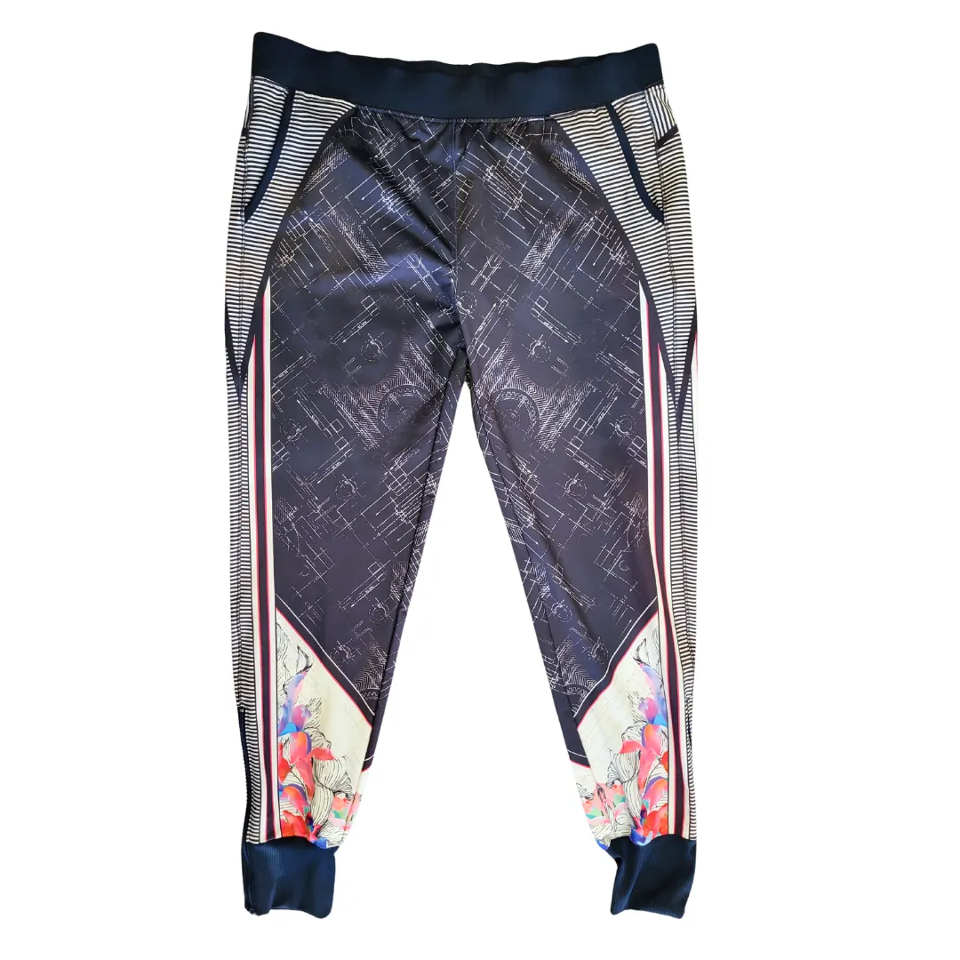 New Lucky in Love Blueprint & Floral Women's Joggers - Midnight Size M MSP$124