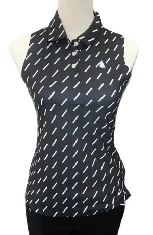 New Nike Dri-Fit Black & White Dash Sleeveless Polo w/ Logo Size XS