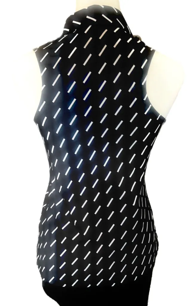 New Nike Dri-Fit Black & White Dash Sleeveless Polo w/ Logo Size XS