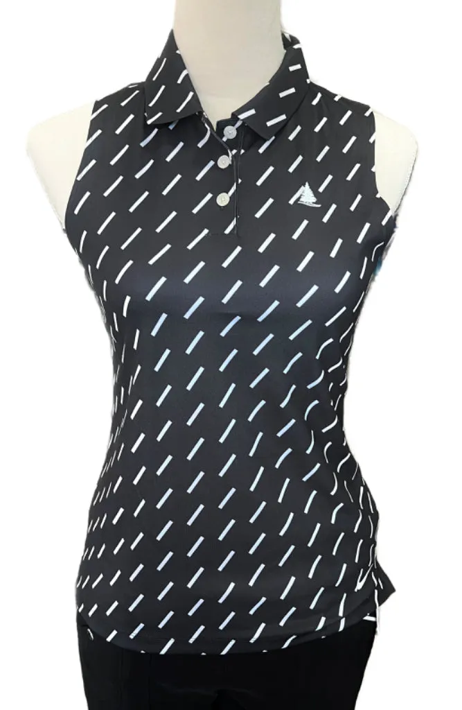 New Nike Dri-Fit Black & White Dash Sleeveless Polo w/ Logo Size XS