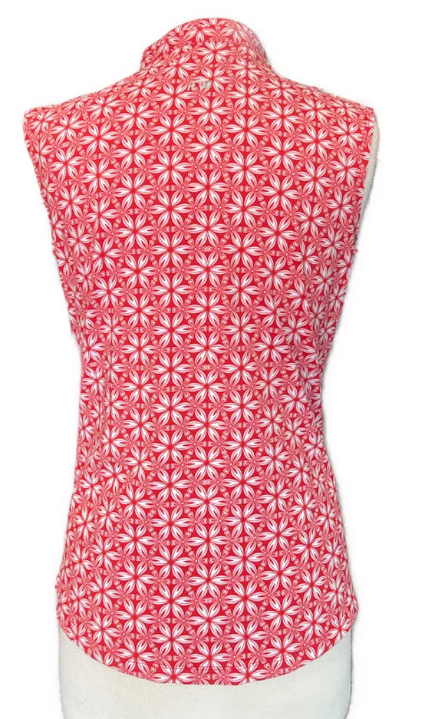 New Nivo Red & White Floral Sleeveless Mock Size L