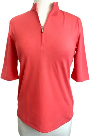 NEW Nivo Sport 1/2 Zip Coral Nina Golf Polo w/Half Sleeves MSP$60 Size S
