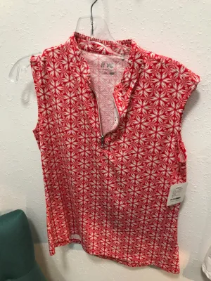 New Nivo Sport Red & White Lucetta Floral Sleeveless Polo Size S MSP$78