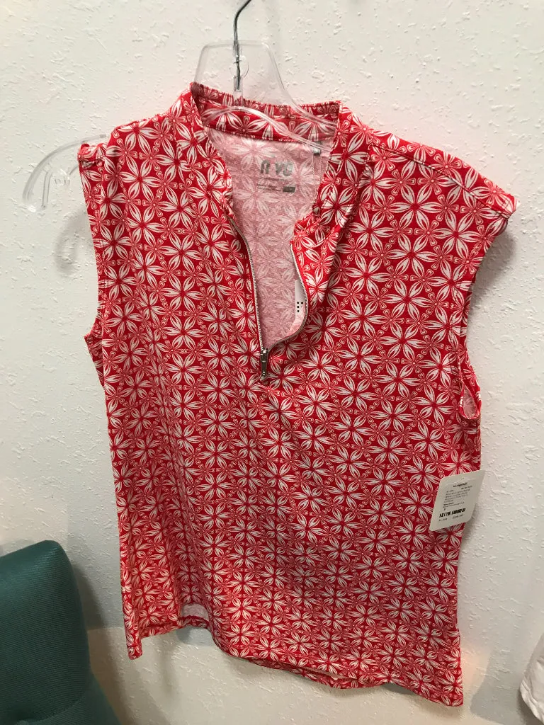 New Nivo Sport Red & White Lucetta Floral Sleeveless Polo Size S MSP$78