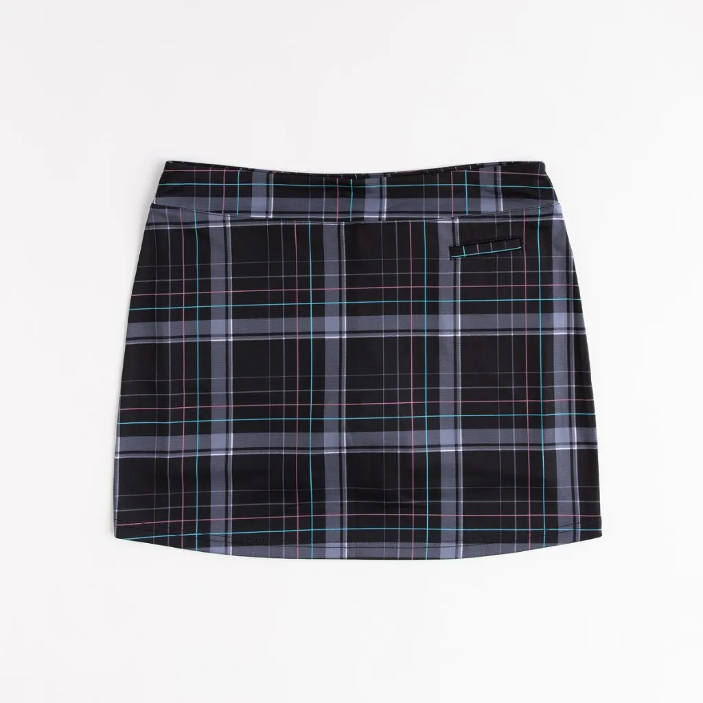 New Pebble Beach Black & Gray Plaid Golf Skort Size L
