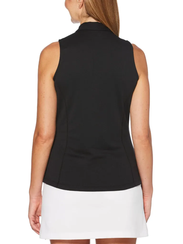 New PGA Tour Air flux Black Sleeveless Polo
