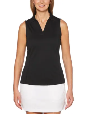 New PGA Tour Air flux Black Sleeveless Polo