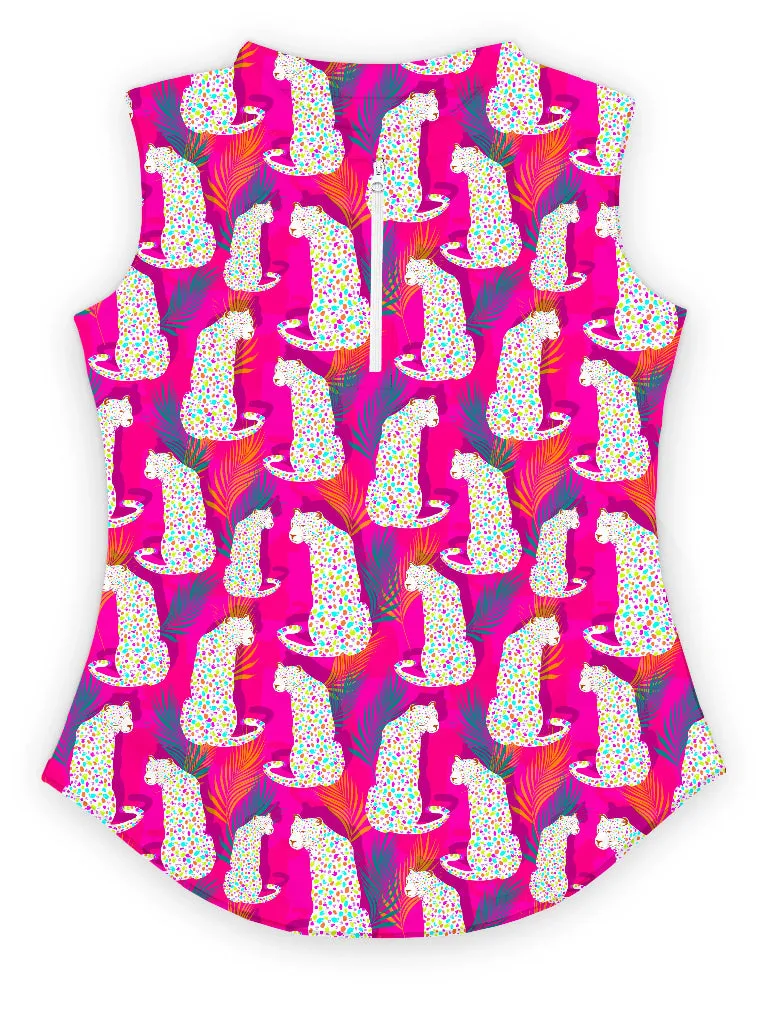 New Proud 90 Women's Jungle Cats Sleeveless Golf Polo MSP$79