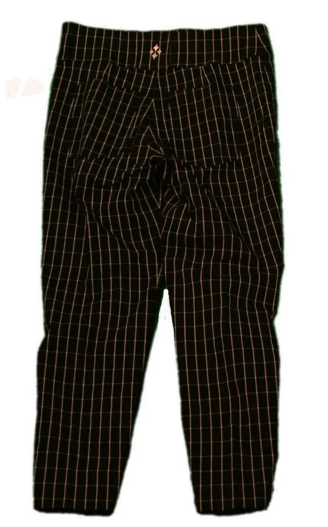 New Pull-on Jofit Slimmer Crop Pant in Black w/ White Windowpane, Size M