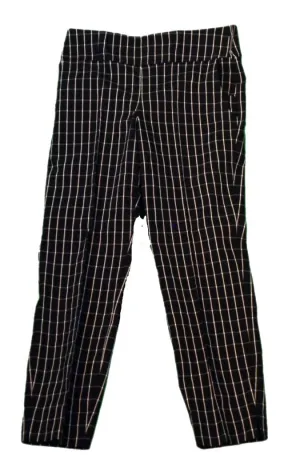 New Pull-on Jofit Slimmer Crop Pant in Black w/ White Windowpane, Size M