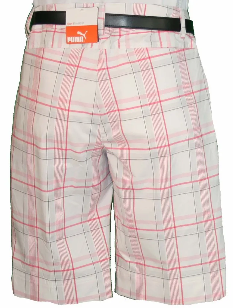 NEW Puma Women's White & Pink Plaid Shorts  Size 10