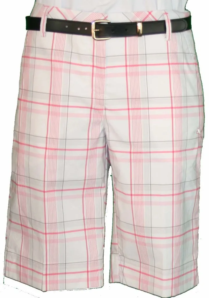 NEW Puma Women's White & Pink Plaid Shorts  Size 10
