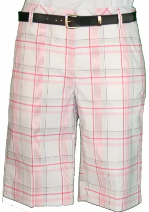 NEW Puma Women's White & Pink Plaid Shorts  Size 10